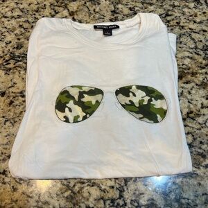 Michael Kors White T-Shirt with Camouflage Sunglasses Design